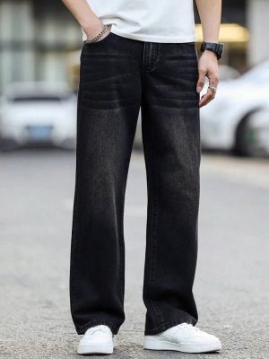 Quần jeans ống suông wash đen – trẻ trung, cá tính